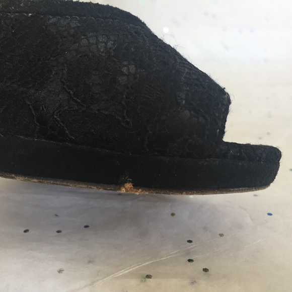 Via Spiga Black Lace D'orsay Platform Pump - Size 8.5 Medium Black Tie Peep Toe - Picture 9 of 12